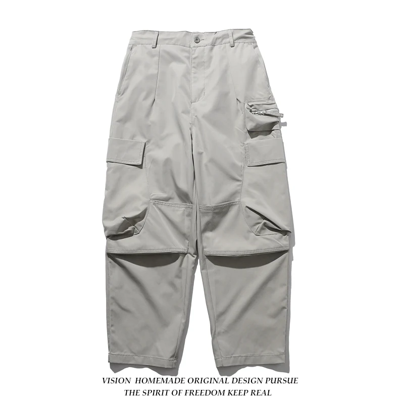 

Street Sle Men's Loose Straight Leg Work Pants Multi-ket Functional Outdoor Casual Trousers Windproof Long Trousers