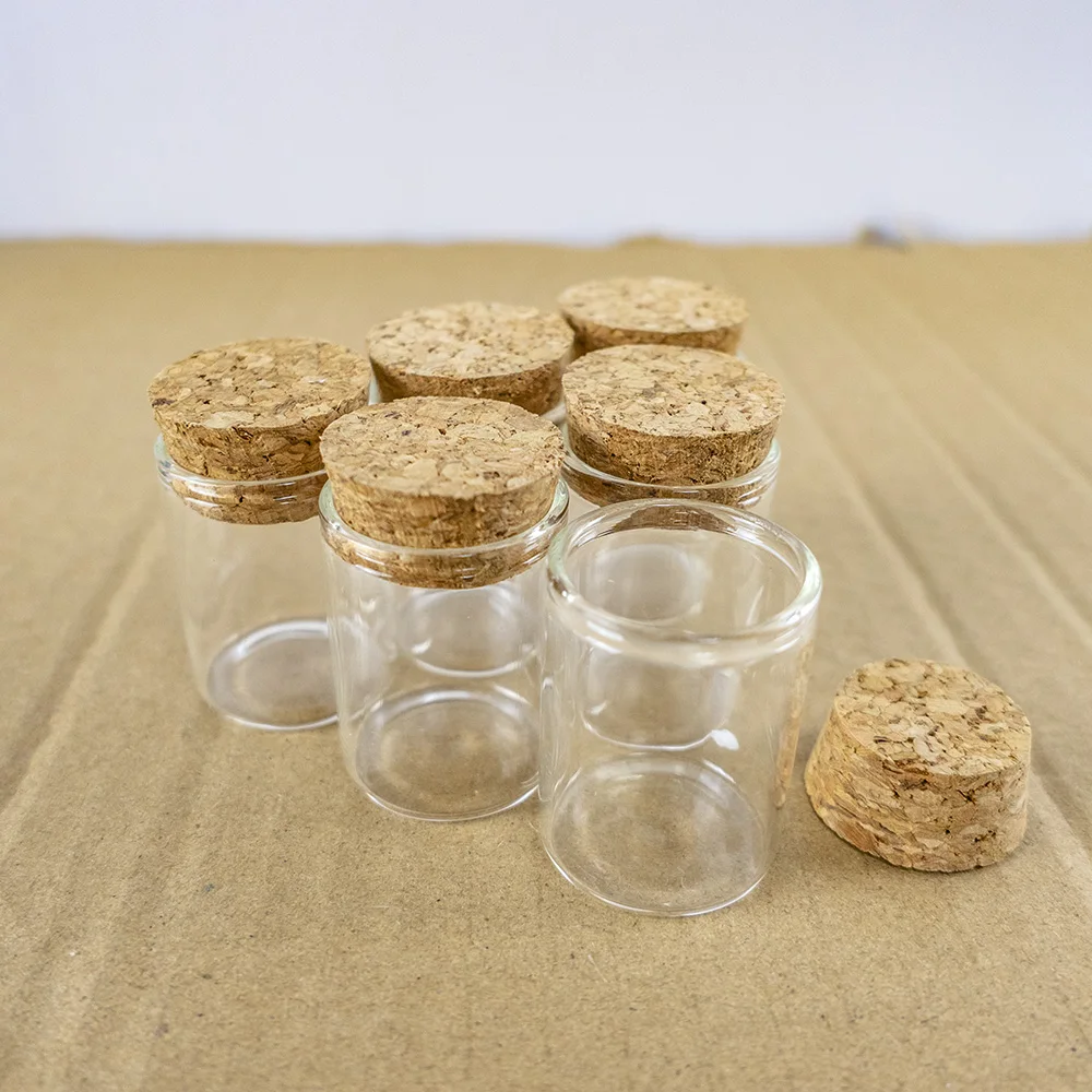 50 Pieces 15ml 30*40mm Small Glass Bottle Cork Test Tube Transparent Spice Bottles Container Glass Jars Mini Vial Bottle Stopper