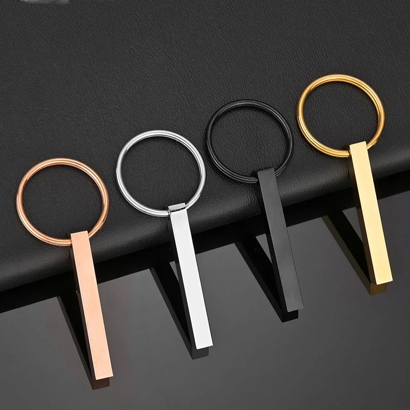 Trendy 2023 Personalized Stainless Steel Keyrings Custom Name Date Keychains For Women Men Jewelfy Gift