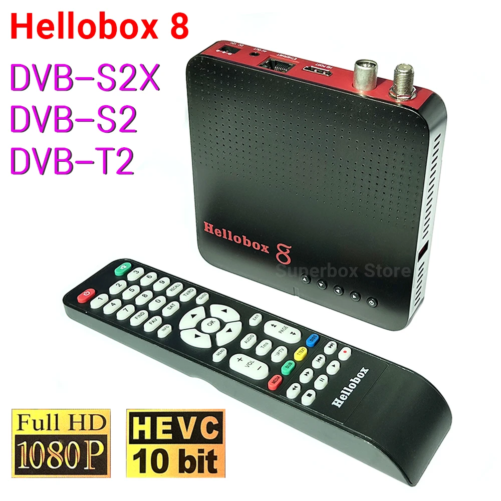 Hellobox 8 DVB Player Hellobox8  Auto-PowerVu Built-in WiFi DVB-S2 S2X T2/C H.265 HEVC