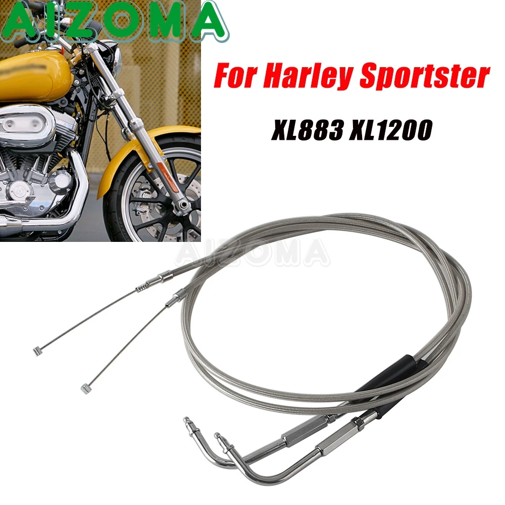 

Motorcycle Connection Throttle Cable Clutch Control Wires Lines For Harley Sportster XL883 XL1200 XL 883 1200 Stainless Braided