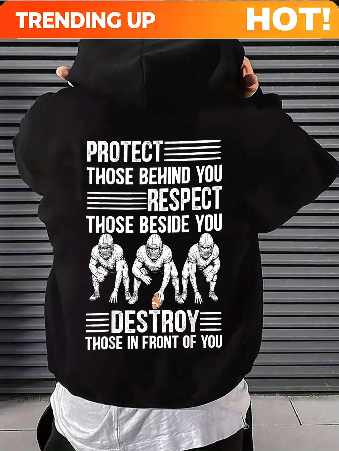 Customization Respect The Disruptive Offensive Lineman Football Graphic Tee Sports Humor Statement Pullover Hoodie Plus Size Lon