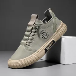 Trend Canvas Men's Shoes Breathable Green Casual Shoes for Men Comfor All-match Sneakers Ice Silk Cloth Men Walking Tennis Shoes