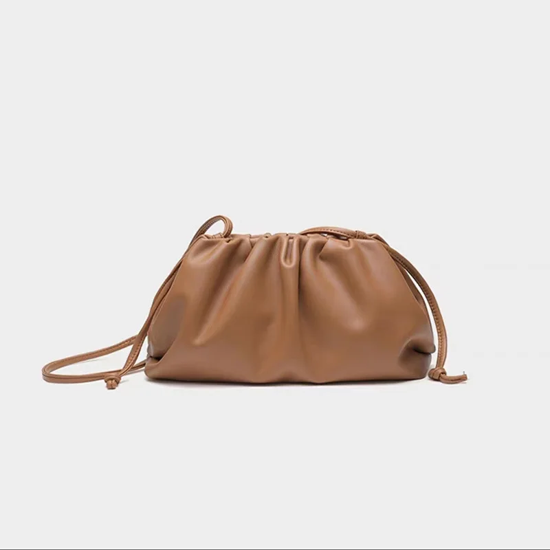 

Summer Cowhide Women'S Bag Cloud Bag Single Shoulder Crossbody Small Bag Pleated Handbag Soft Leather Dumpling Bag