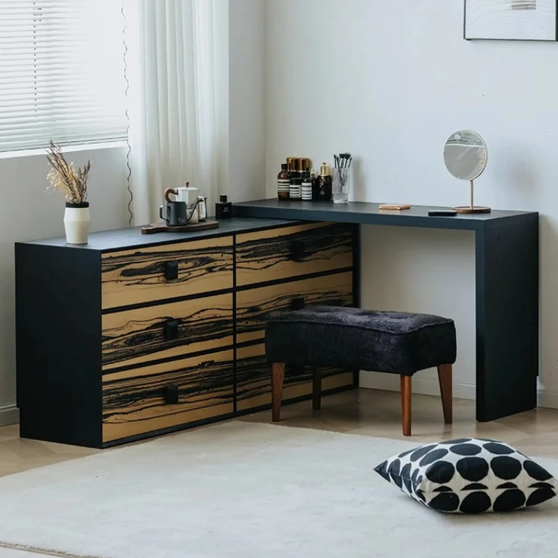 Black and white sandalwood tumor ink thinning expansion six-chest cabinet small apartment movable desktop bedside cabinet