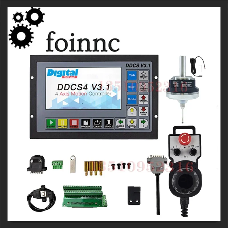 Ddcsv 3.1G Code 3-axis 4-axis Offline Usb Cnc Controller Kit Emergency Stop Mpg Handwheel 3d Edge Finder Probe