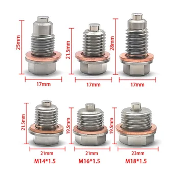 M14 x 1.5 M12 M16 M18 M20 Tappo di scarico olio magnetico in acciaio inossidabile Bullone dado di scarico del coppa con guarnizione in rame più recente