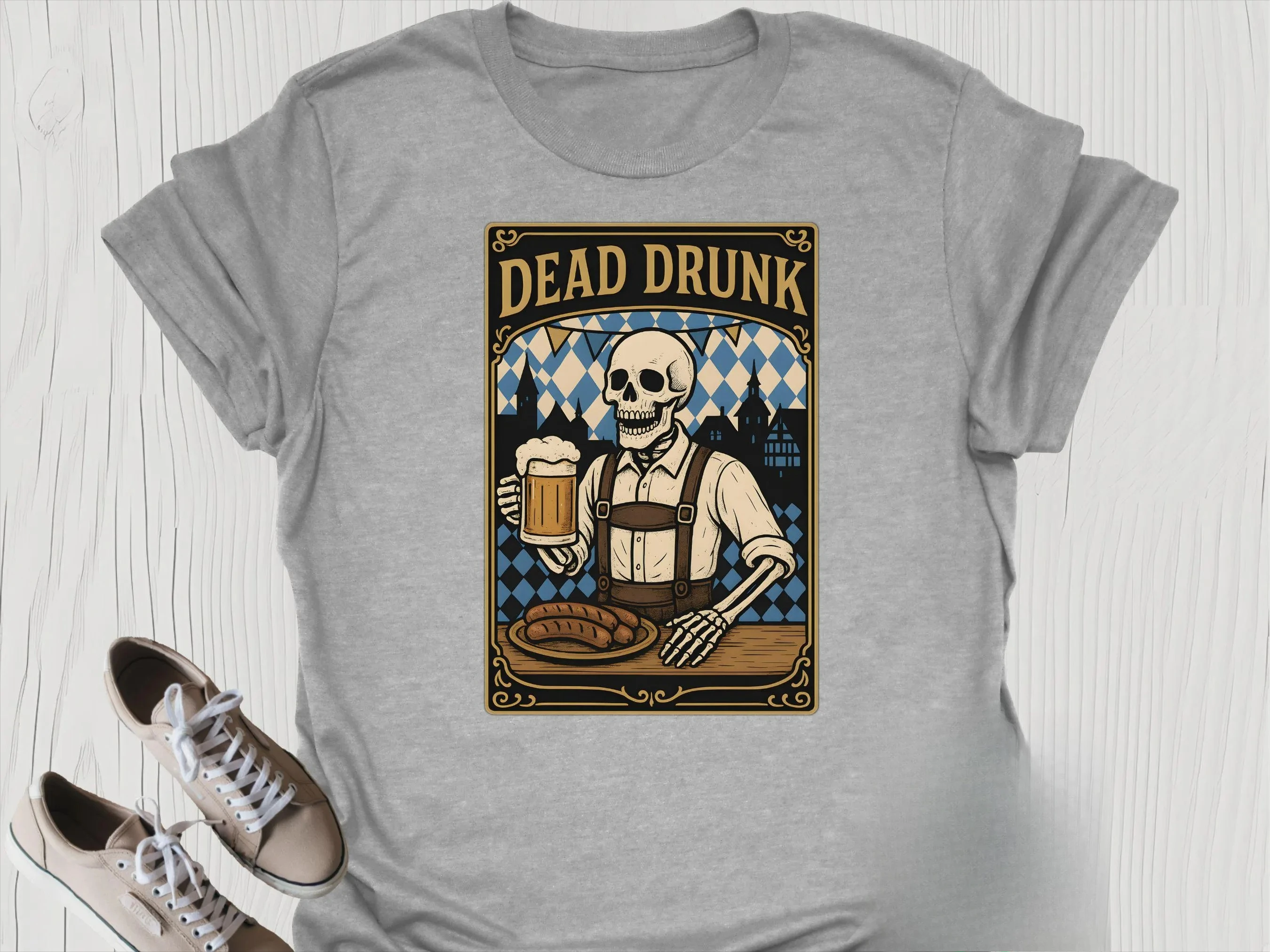 قميص رجالي من Dead Drunk Oktoberfest قميص حفلات أكتوبرفست البافاري | قميص المهرجان الألماني لمحبي البيرة | قميص شرب البيرة #3