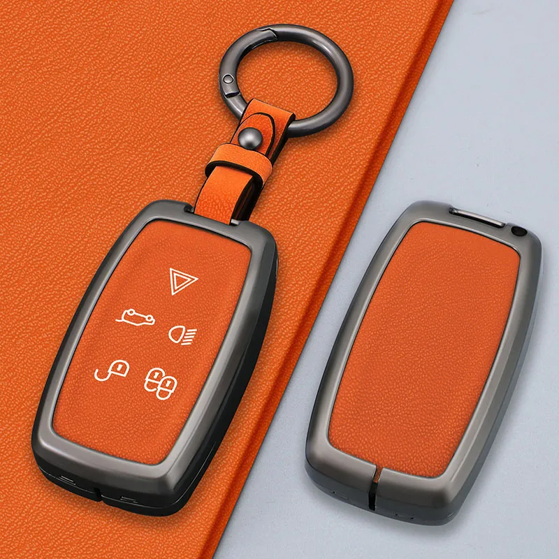 

Car Key Case Cover For Land Rover Sport Freelander Discovery 4 Range Rover Sport LR4 2010-2012 Zinc Alloy Leather Auto Keychain