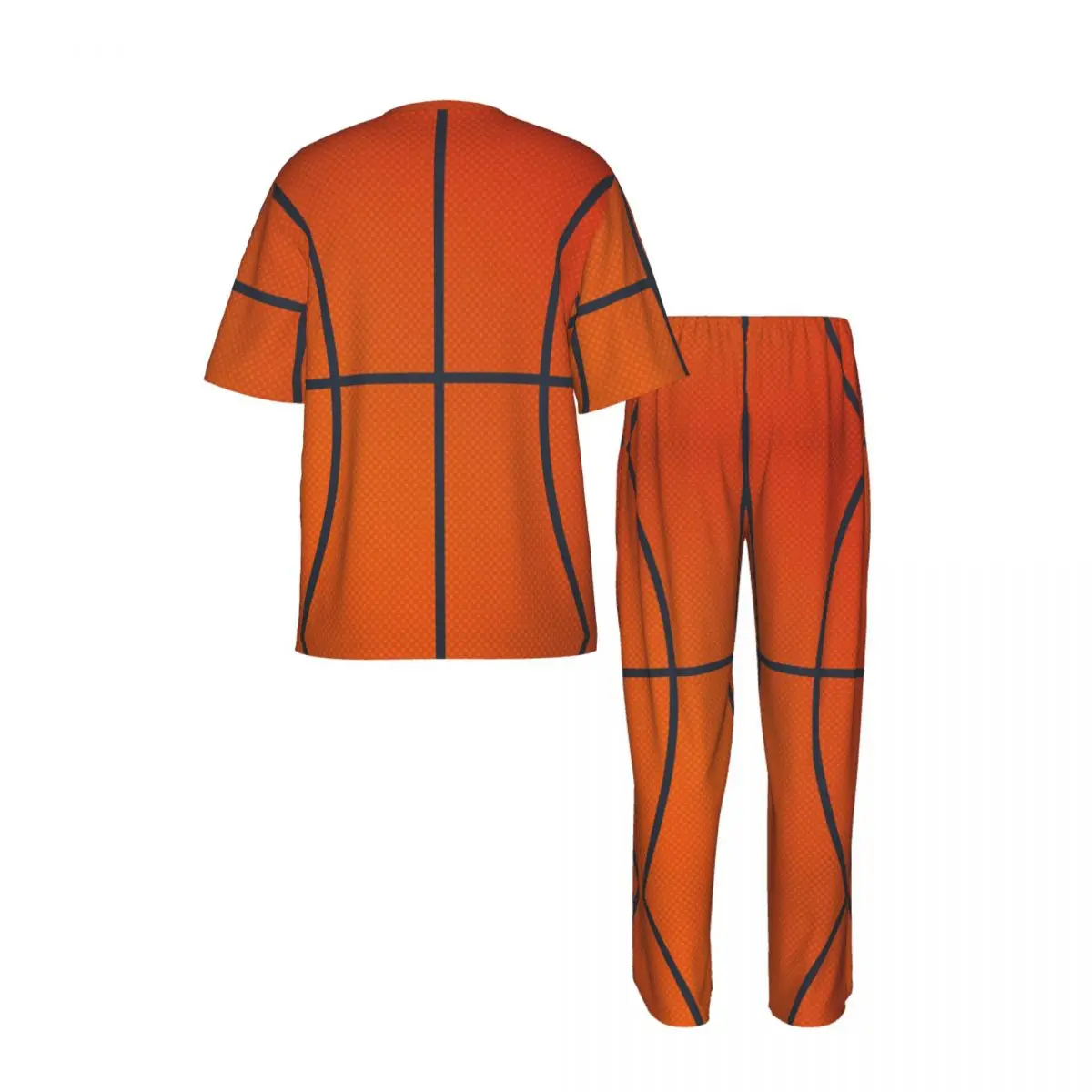 Men Pajamas Suit Short Sleeved Long Pants Basketball Background Sleepwear Summer Home Clothing Set view 3