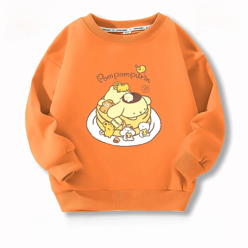 Baby Girls 100% Cotton Clothes Top Kid Pompompurin Printed Pullover Children  Autumn Fashion Long Sleeve T-shrits Boy Clothes