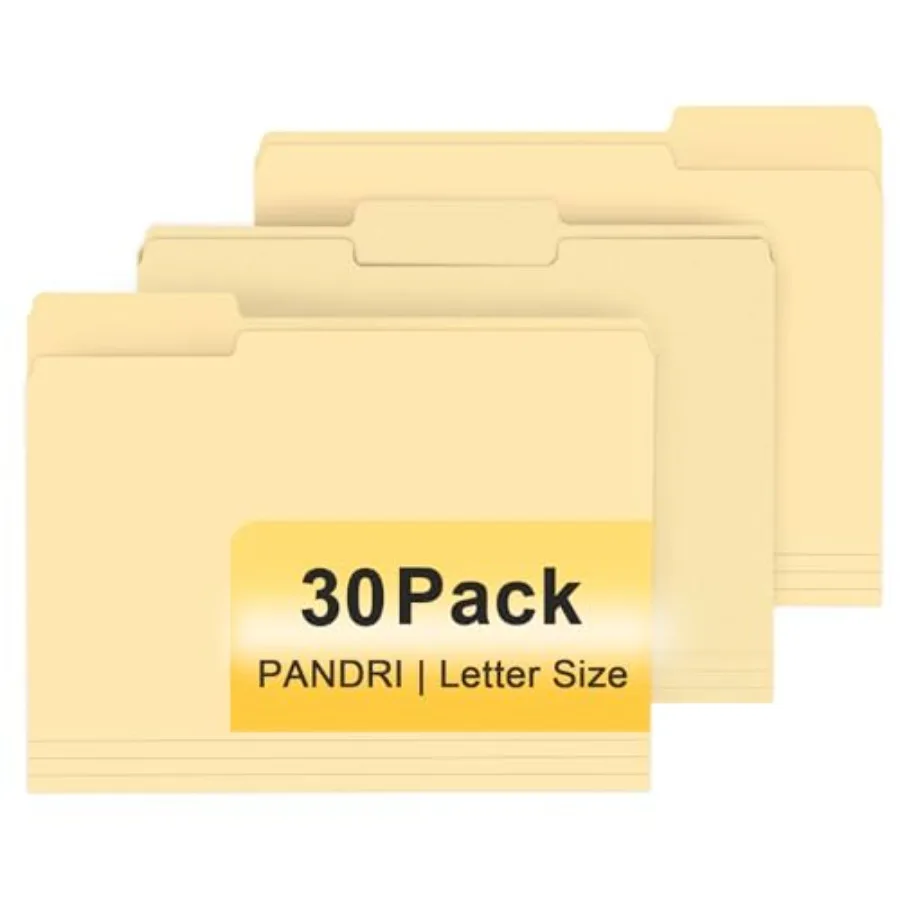 

File Folder, 30 Pack File Folder, 1/3 Cut Tab, Letter Size, Filing Folder for Office School Business, Manila