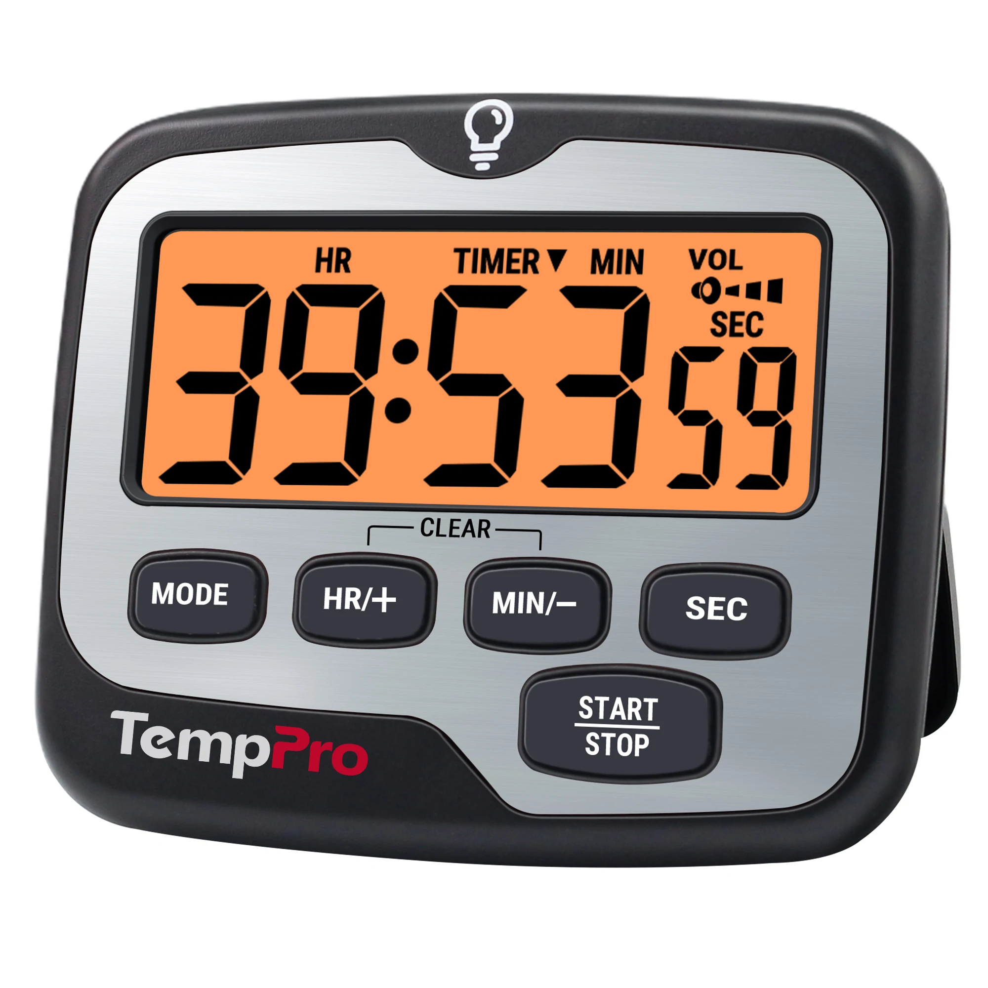 TempPro TM01 Temporizador de Cocina con Retroiluminación, 4 Alarmas, Control de Volumen, Función de Reloj, Cuenta Regresiva y Cuenta Ascendente