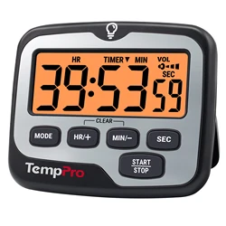 TempPro TM01 Backlight 4 Alarm Volume With Clock Function Countdown Countup Cooking Kitchen Timer