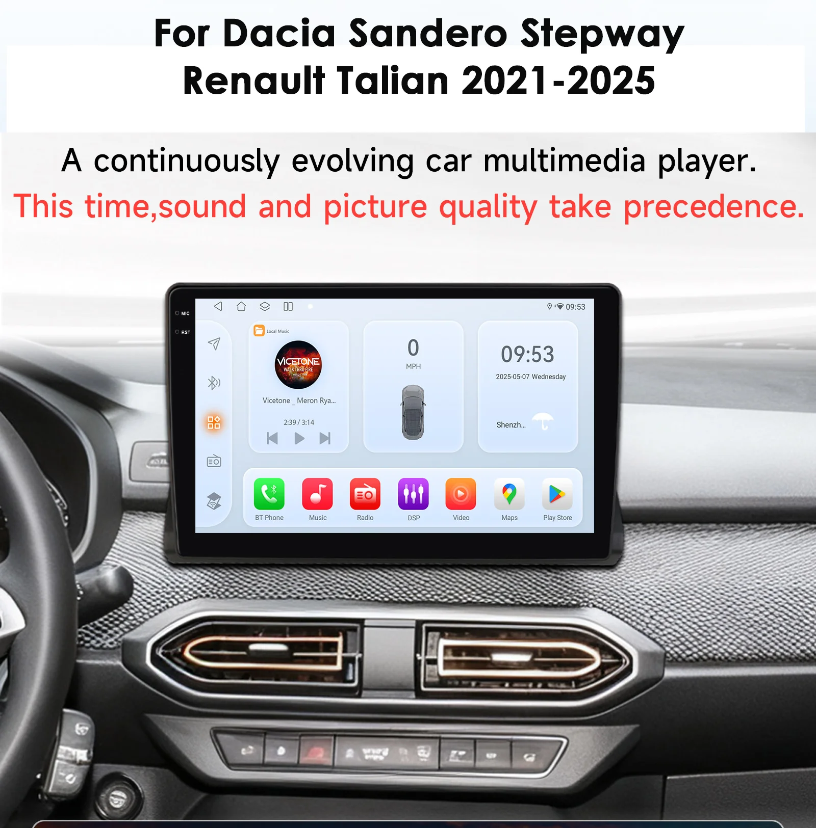 

BySnapdragon 6115 Android14 Car radio For Dacia Sandero Stepway Renault Talian Carplay Multimedia 360 Cam GPS Stereo 2din Screen