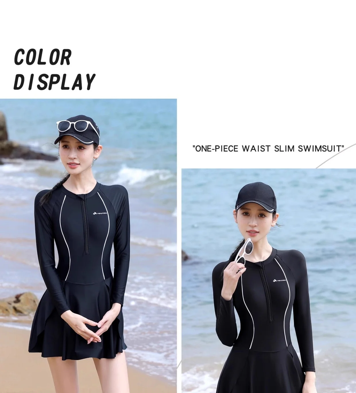 النساء حماية من الشمس طويلة الأكمام سريعة الجافة تصفح الشاطئ السباحة التنانير الإناث UPF50 + الرياضات المائية في الهواء الطلق رفع الاستحمام ملابس السباحة