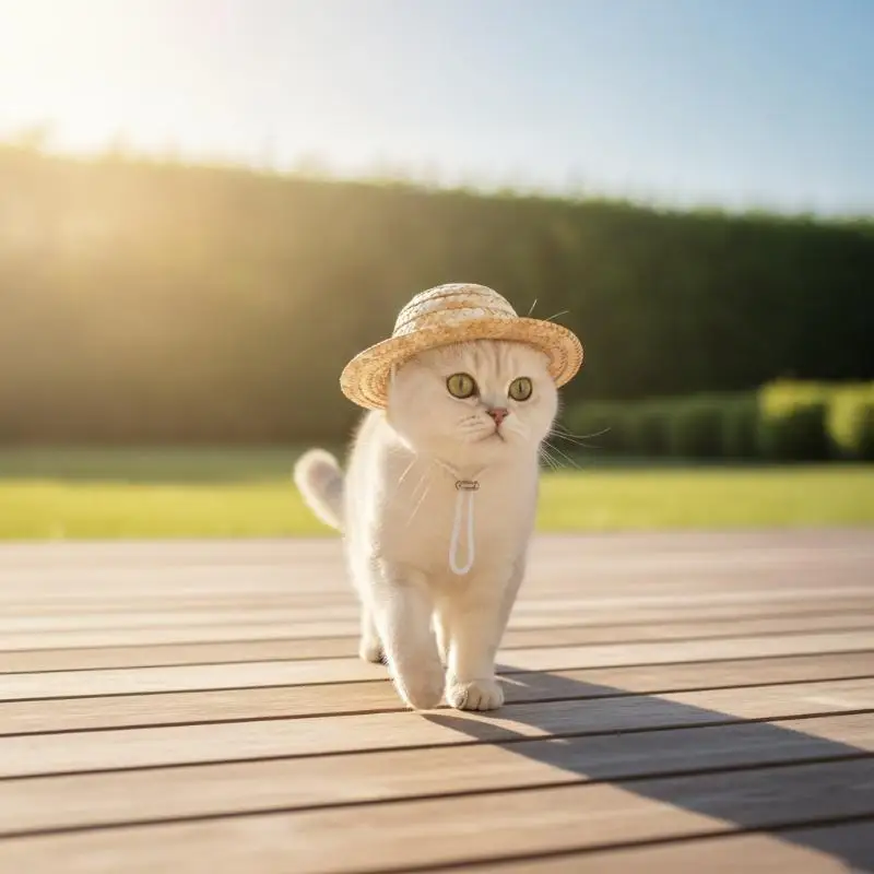 Cute Pet Straw Hat Adjustable Chin Strap Lightweight Breathable Sun Hat For Cat Small Dog Photo Prop Accessories
