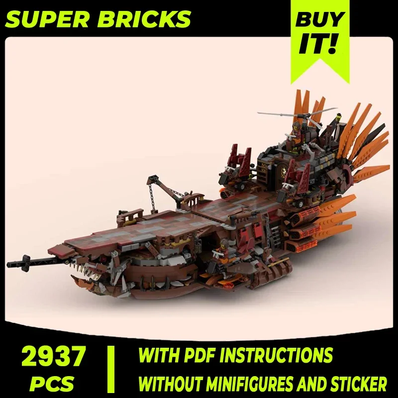 Military Ship Model Moc Building Bricks The Punk Shark Boat Technology Modular Blocks Gifts Christmas Toys DIY Sets Assembly