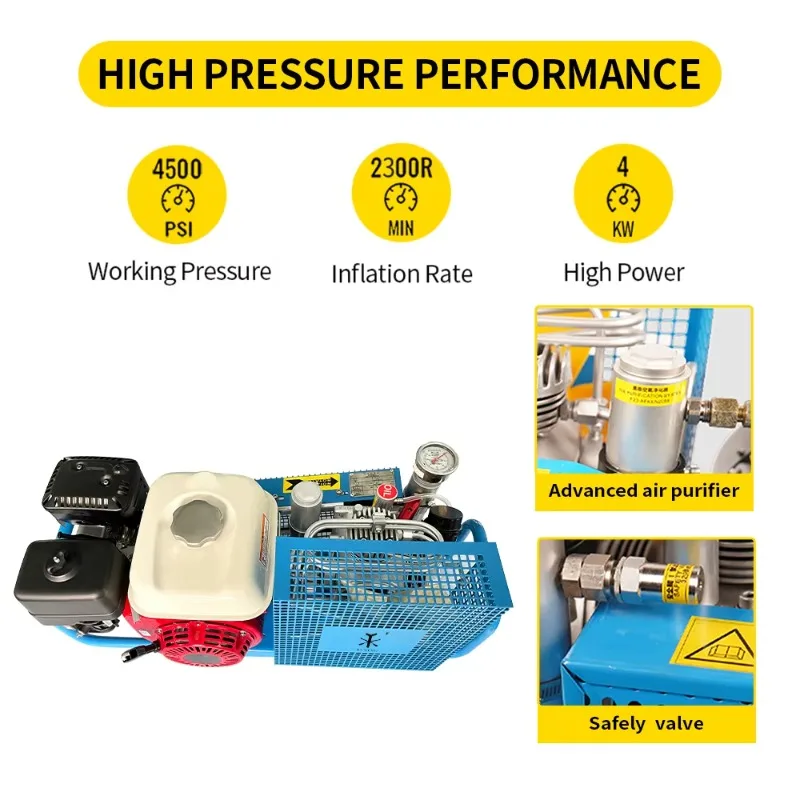 OEM ODM CE 100L/min Fast Inflation Filling 4500psi/300Bar PCP GAS Snorkeling Breathing Scuba Diving Air Compressor