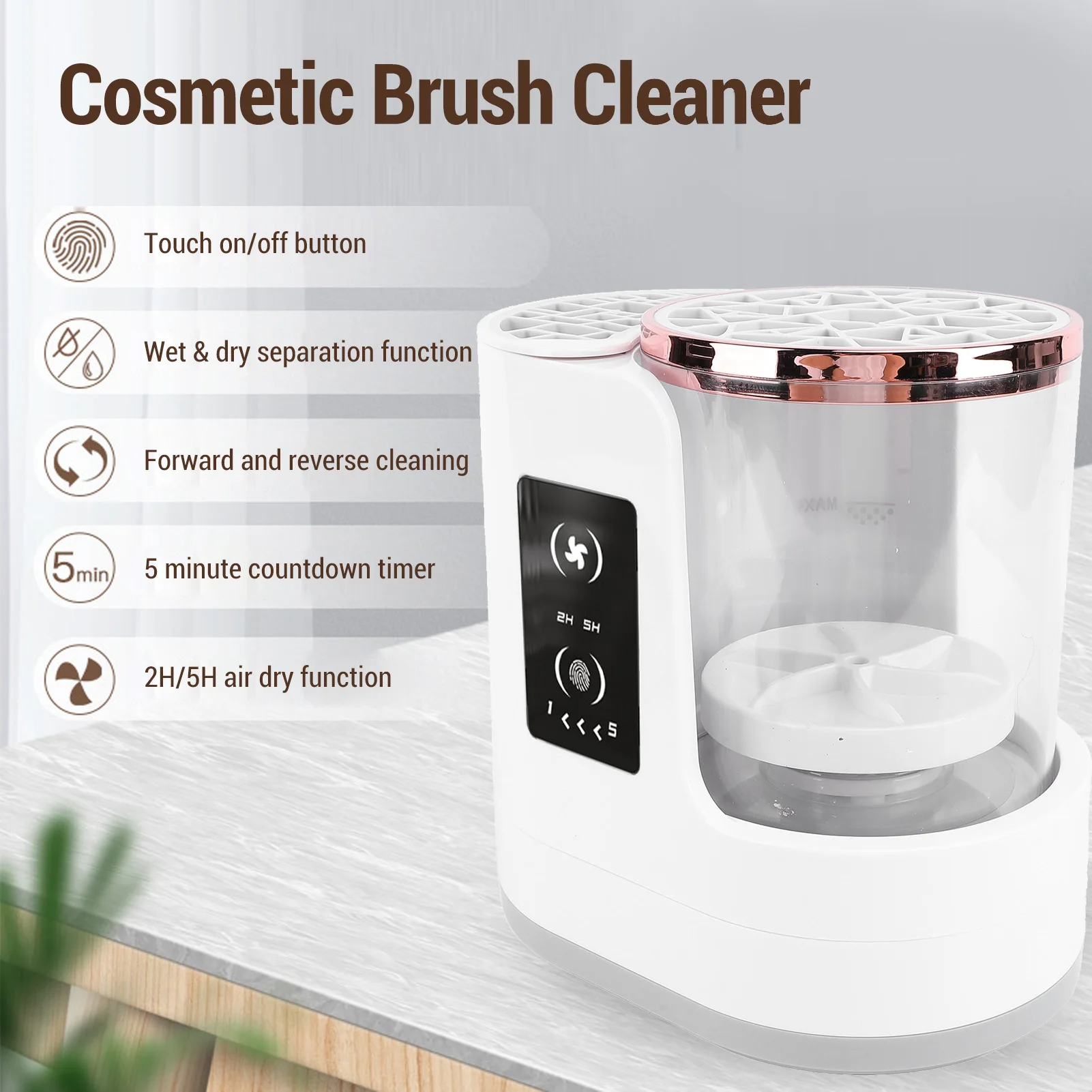 Makeup Brush Cleaner Machine  Cleaning Clear View Detachable Automatic 850RPM Makeup Brush Drying Machine for All Brushes