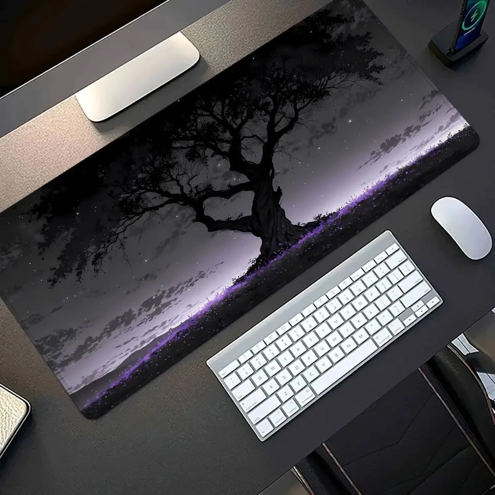 Cartoon Starry Sky and Tall Tree Pattern Mouse Pad office desk accessories accesorios para escritorio tapis de souris xxl