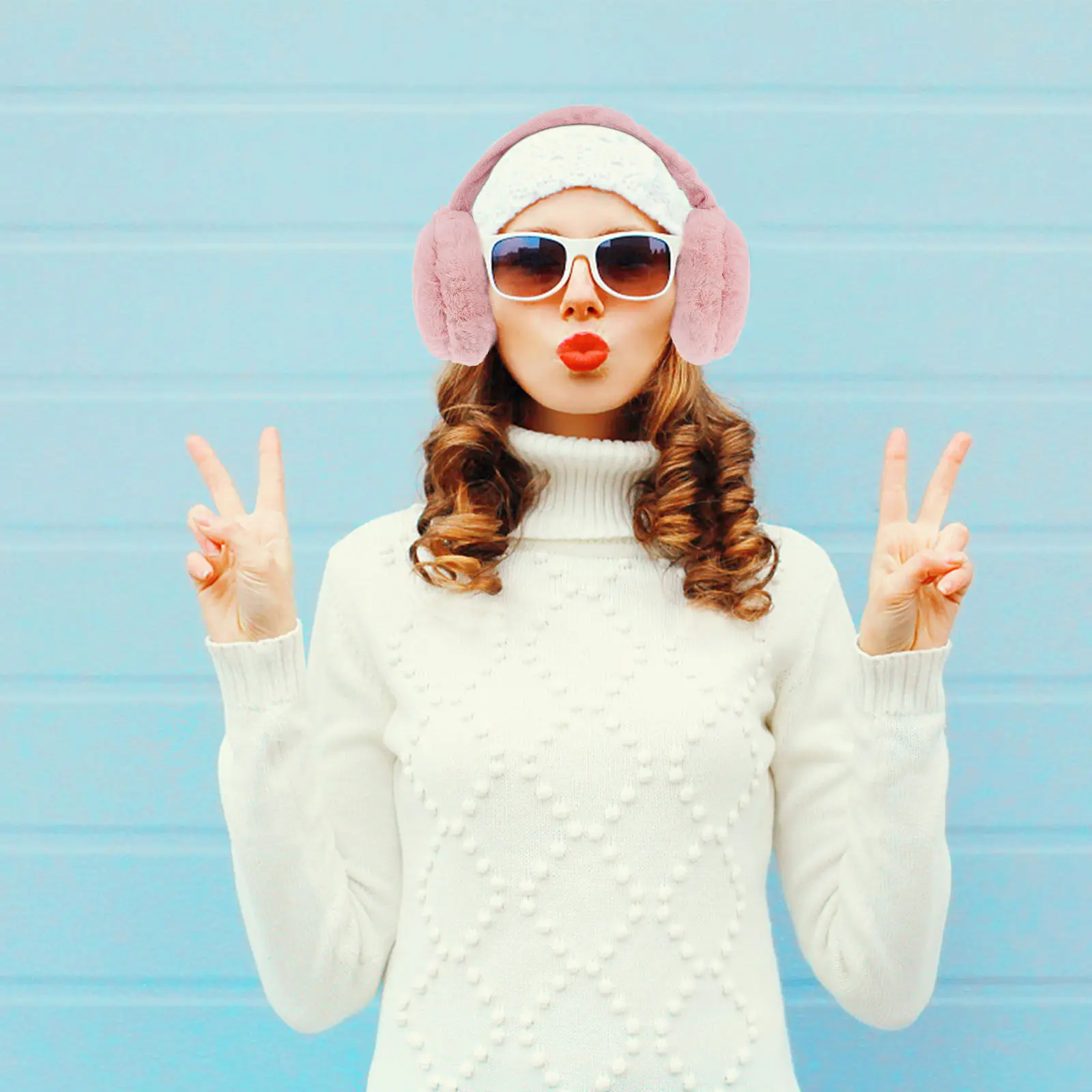 

1 шт. Зимние наушники-утеплители для женщин: модные, складные, мягкие, приятные для кожи, сохраняют тепло в холодную погоду