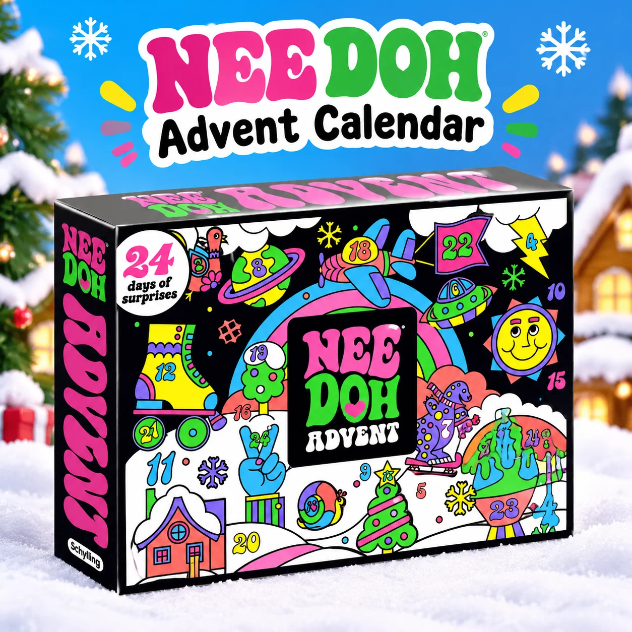NeeDoh 2026 Advent Calendar,3D PVC Fidget Doll,Christmas 24‑Day Countdown Surprise Box,Stress Relief Toy,New Year Holiday Gift