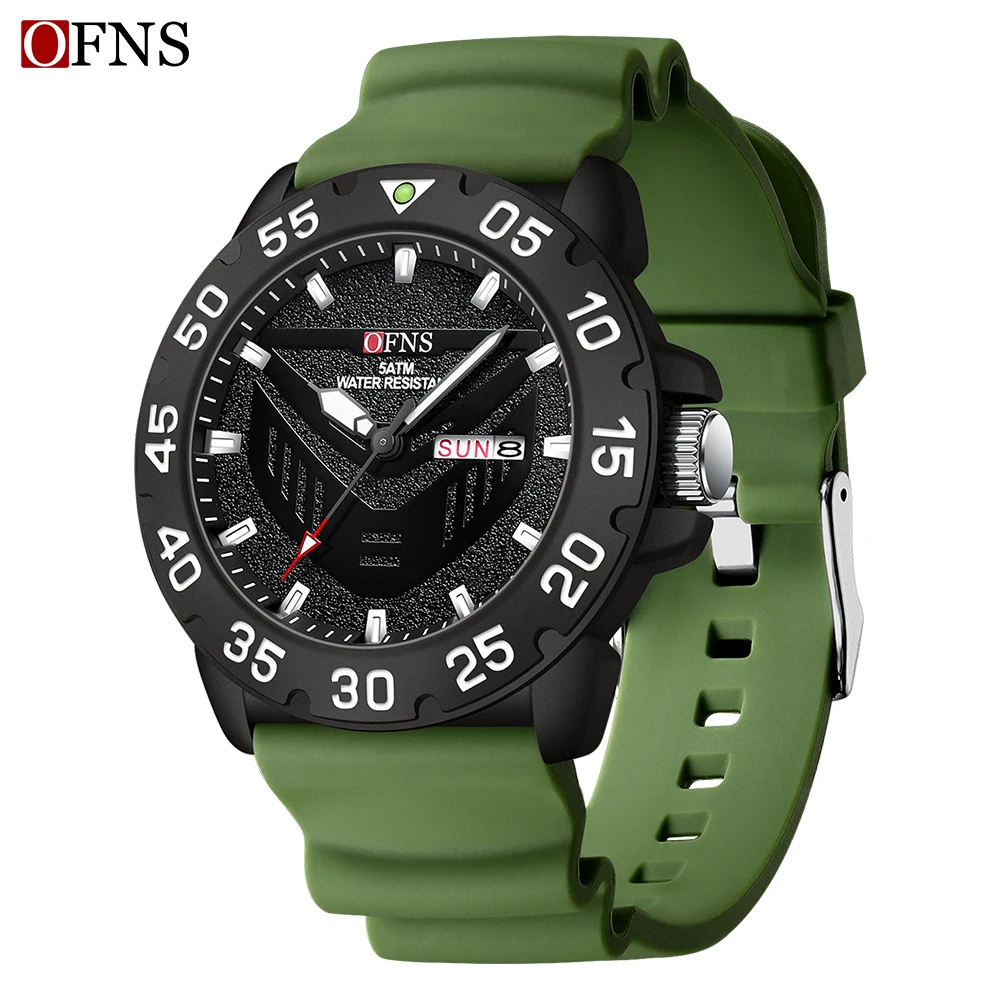 OFNS New Arrival Luxury Top Brand Men Quartz Watch Multifunctional Waterproof Calendar Week Luminous Wristwatch