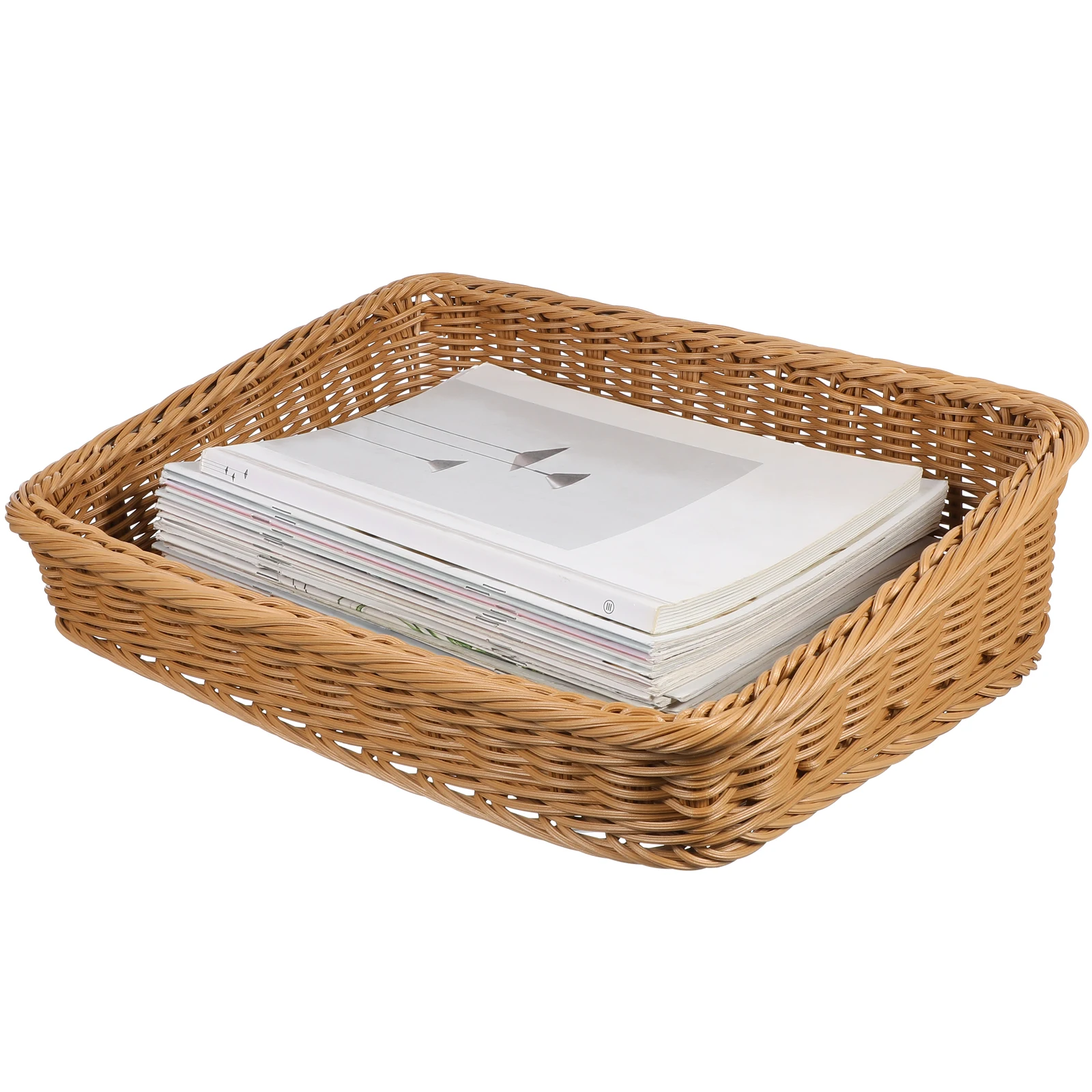 

Small Storage Bins Fruit Basket Simple Snacks Bread ganizer Light Brown Kitchen Vegetable Basket Picnic Woven Sturdy
