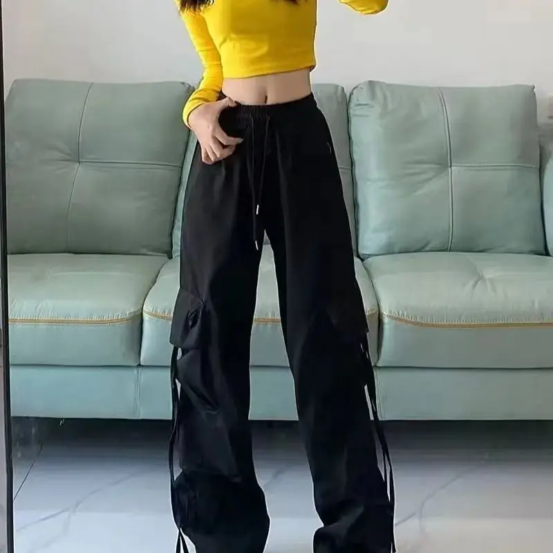 Fashion Women's Suit New Printed Loose Casual Top with Drawstring Workwear High Waist Loose Wide Leg Pants Two-piece Set