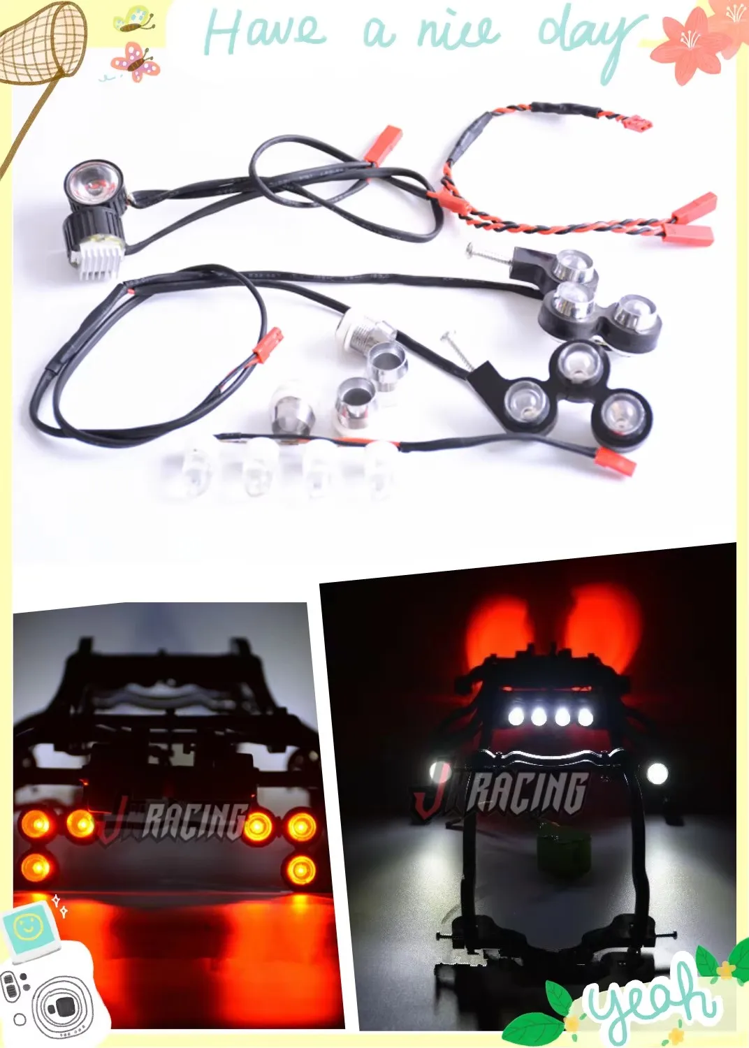 

Headlight combination 12 LED lights with bracket and lampshade for QINGLENG rollcage of 1:10 TRAXXAS E-REVO