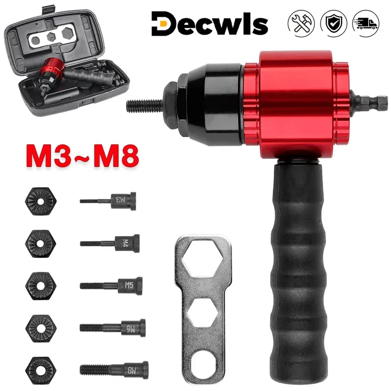 M3 M4 M5 M6 M8 Home Nut Riveting Machine, Electric Rivet Nut Gun Converter, DIY Plug-in Quick Riveting Tool, for Electric Drill