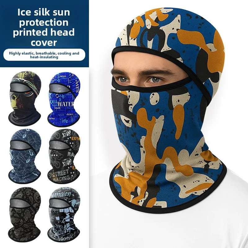 Winter Outdoor Warm Headgear Full Face Men Women Adjustable Graffiti Letters Digital Printing Cycling Mask Scarf Integrated