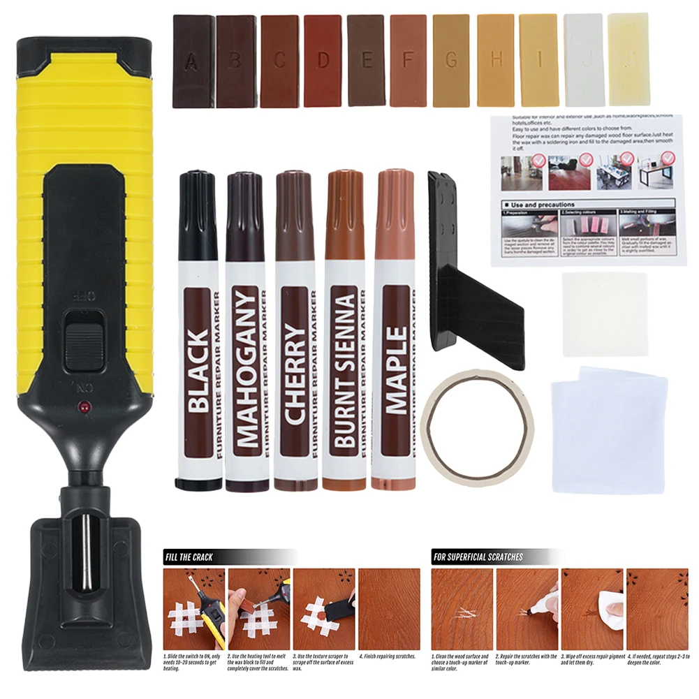 

24Pcs Hardwood Floor Repair Kit Wood Touch Up Markers Multi-Function Filler Floor Scratch Remover for Wood Floors Door