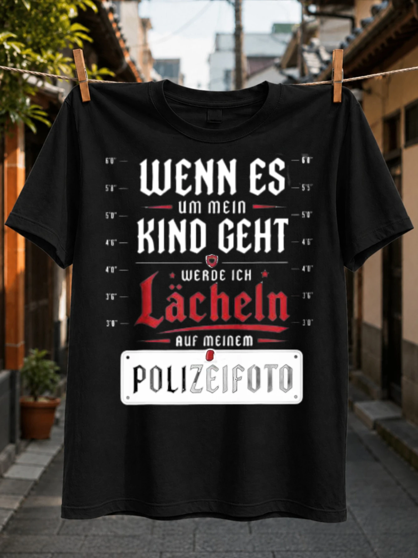 I Will Smile in My po l ice Photo for My Red Gothic Typography with Booking Plate Protective Parent  Unisex All T-Shirt