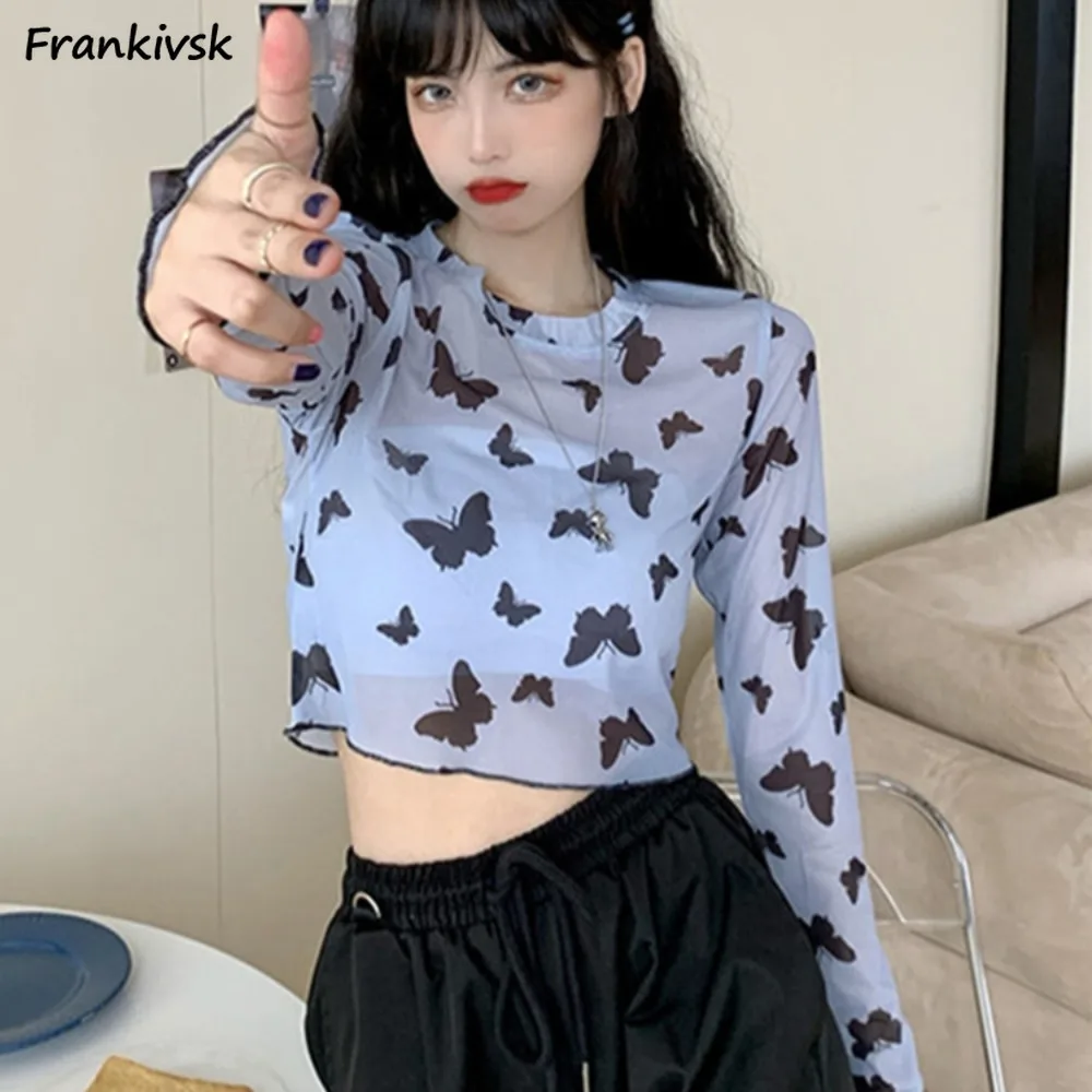 Estetik kadın Uzun Kollu T-shirt Örgü Güneş Koruma Üstleri Kolej Kız Gibi Moda Fransız Tarzı Gelişmiş Arkadaş Harajuku