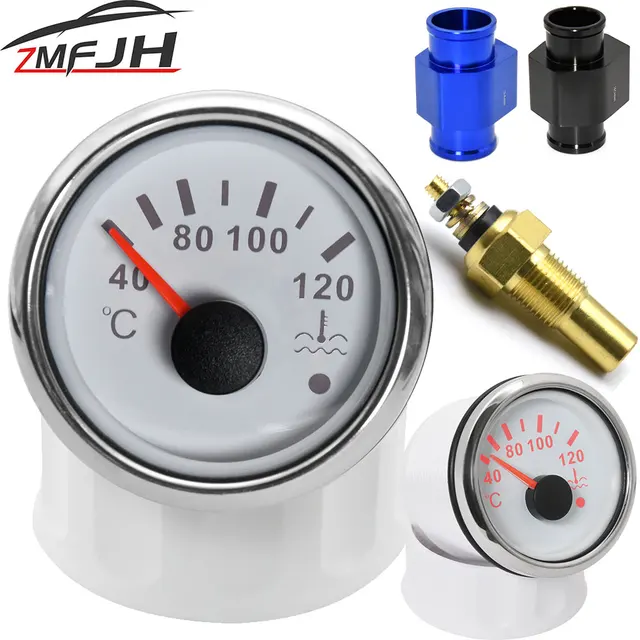 52mm Samochód Ciężarówka Łódź Wskaźnik temperatury wody 10MM Czujnik temperatury 40-120 Moto Miernik Wskaźnik pojazdu dla samochodów z czerwonym podświetleniem