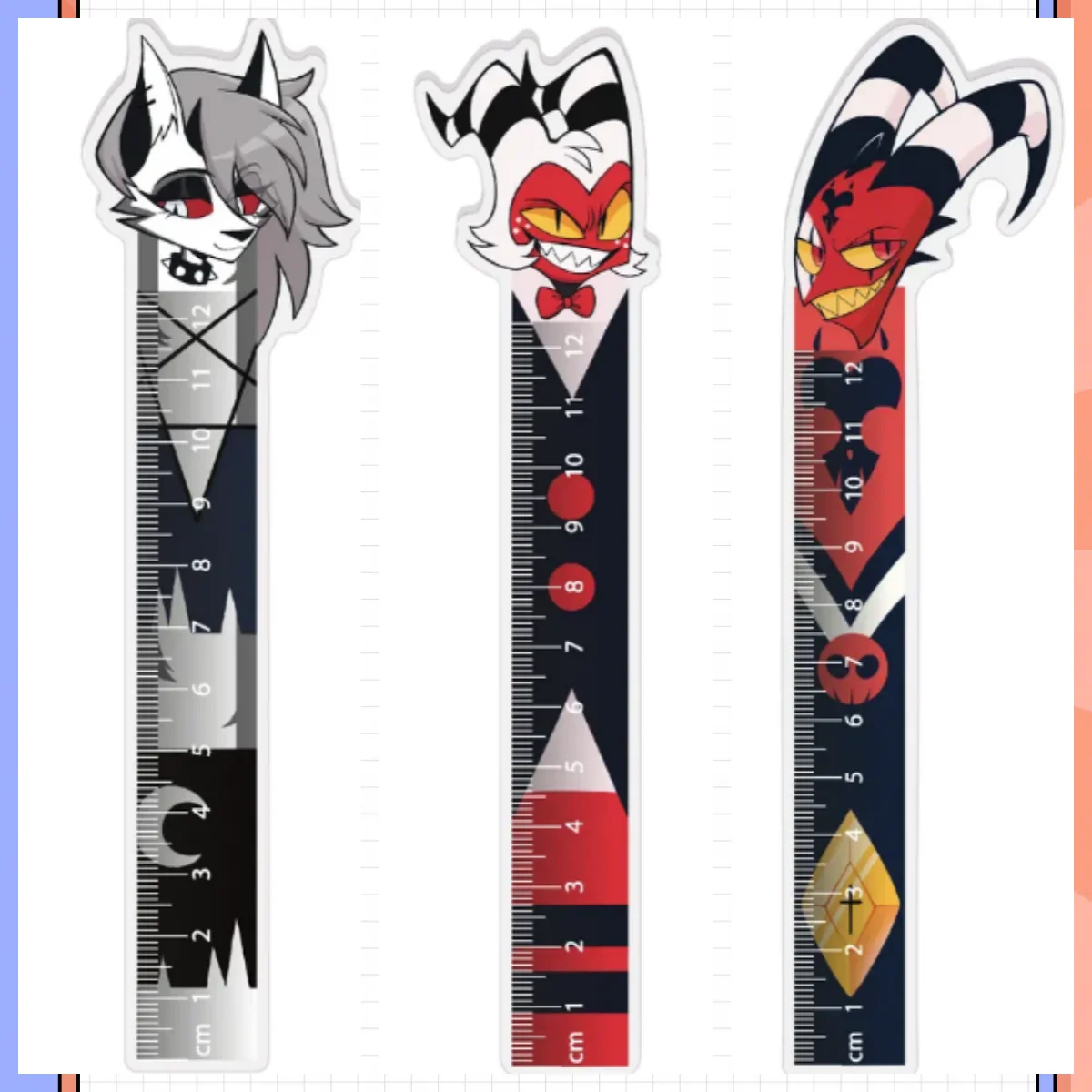 

Acrylic Ruler for Anime Helluva Boss Blitzo Loona Stolas Character Scale Clear Exquisite Scale Hand Account Stationery Ruler