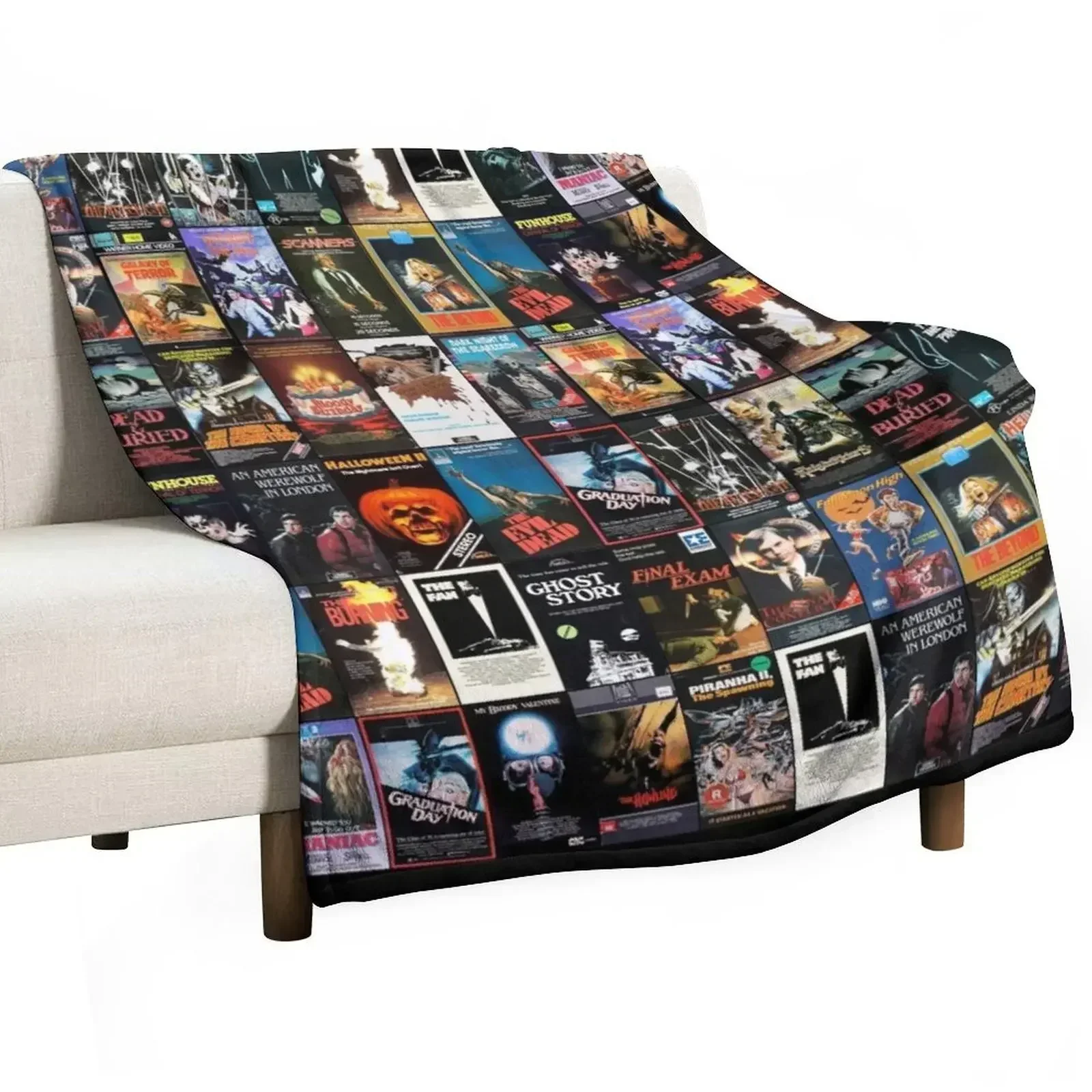 

RETRO HORROR VHS ARTWORK - 1981 Throw Blanket Plaid on the sofa Sofa Blankets