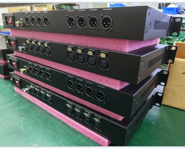 8-Channel XLR Balanced Audio Converter Extender 20km Optical Fiber 48V Phantom Power 1U Rackmount for Professional Audio Applica