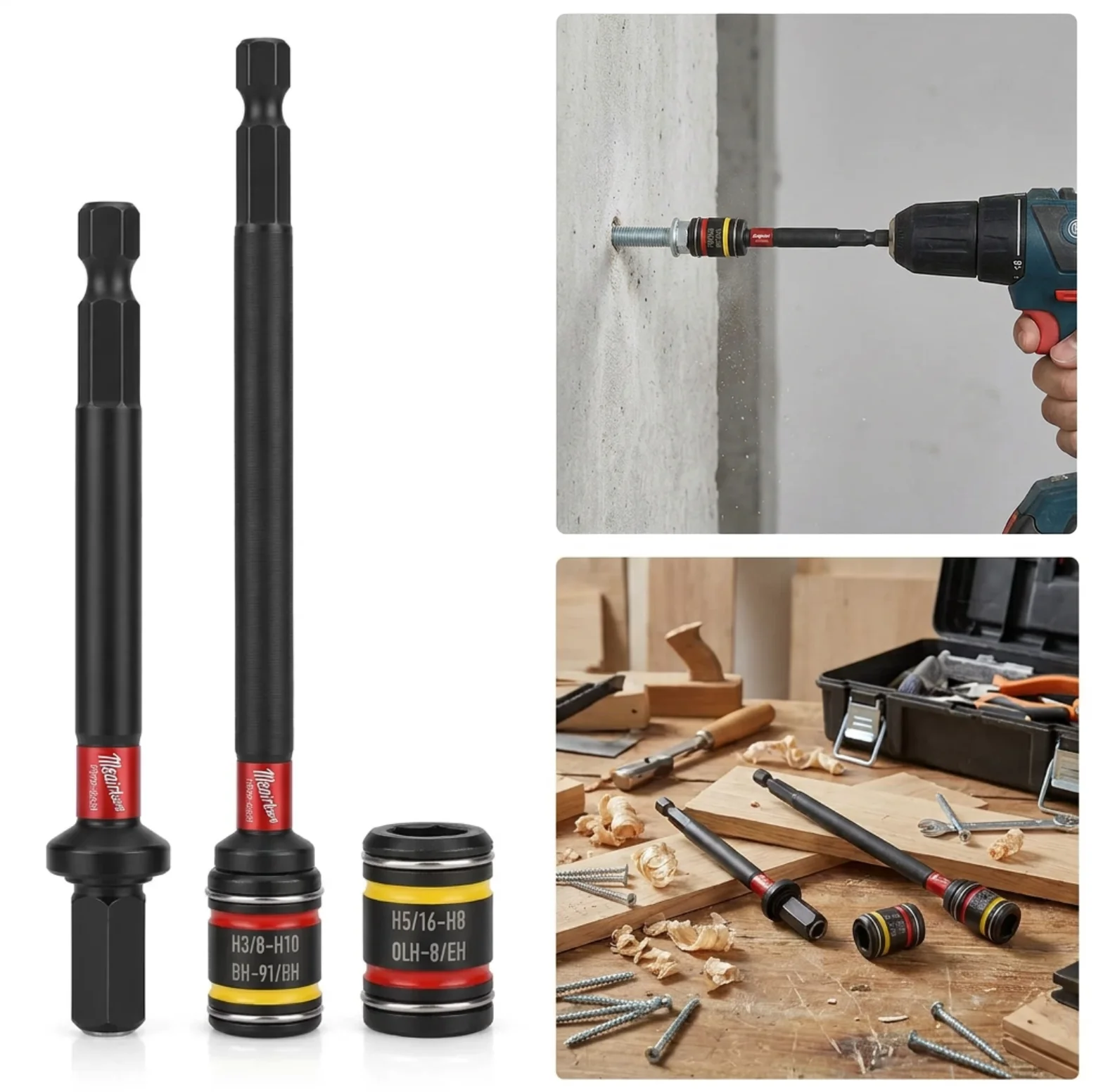 Meairkang H5/16-H8＆H3/8-H10 Doppelseitiger Sechskantschraubendreher~ Reinigbar, Wendbar, Magnetisch. Einfach zu Reinigen – Detail 3