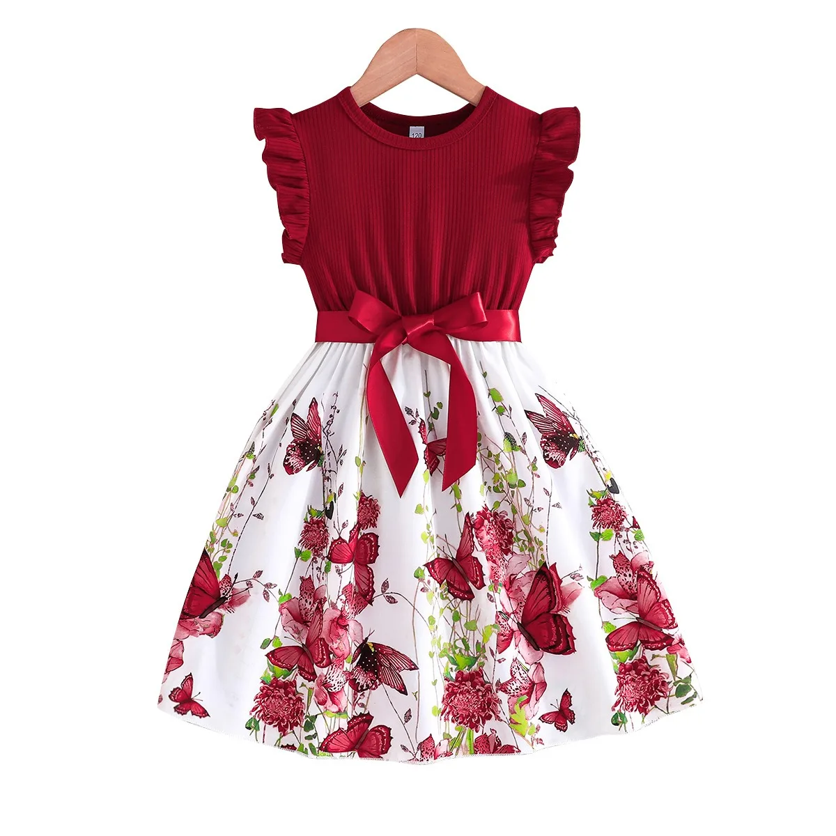 Mädchen Kleid 2023 Neue Sommer Blume Fliegende Ärmel für Kinder Kinder Prinzessin Rock Süße Kleidung Kinder Kleid Mode 6-12Y