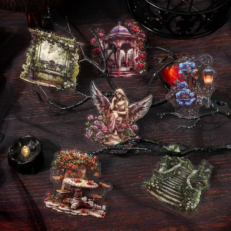 

12sheets PET Sticker Gothic Park Material Decoration Collage base stickers Note Supplies Handbook Scrapbooking Cut 188*93mm