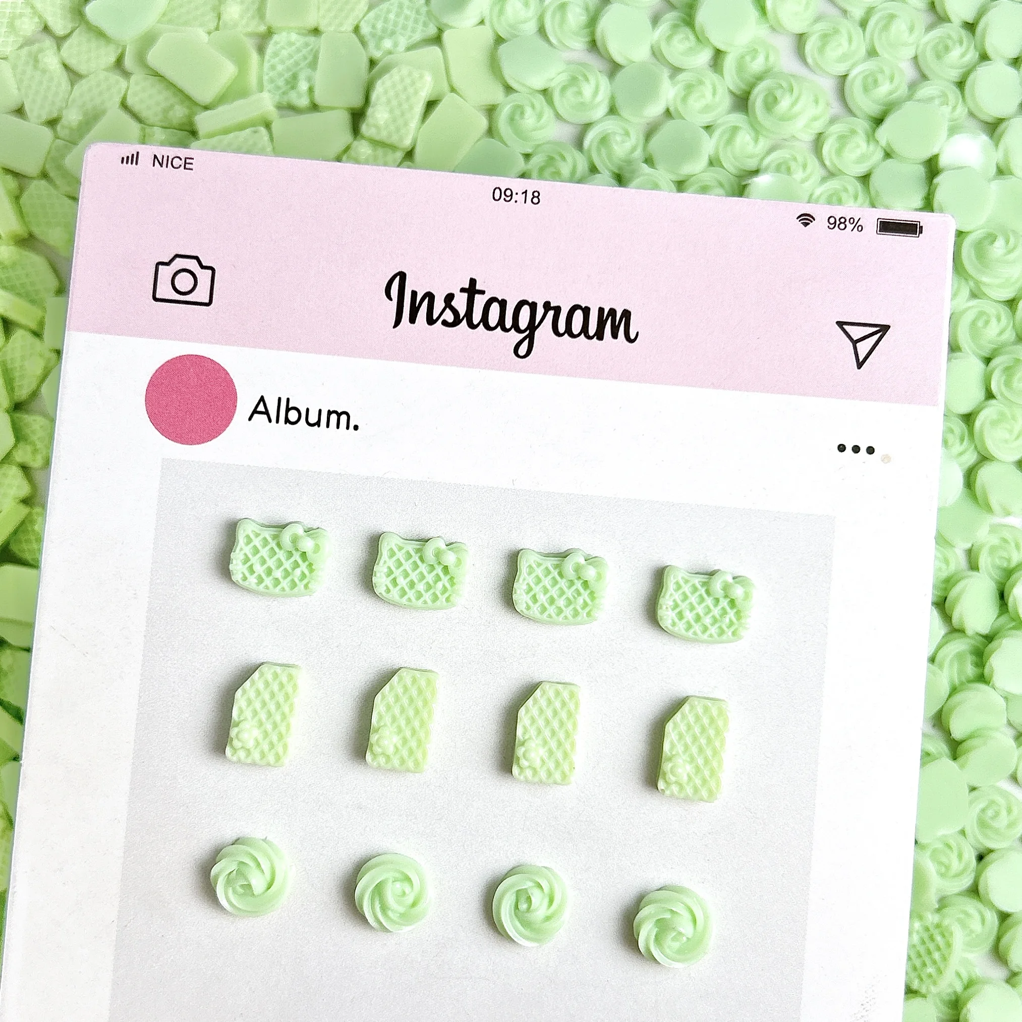 30 pièces créatif simulé fleur bourgeon Biscuits ongles breloques mignon lumineux tête de chat cranté Biscuits résine Nail Art décorations bricolage