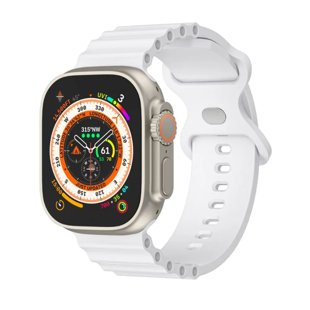 Ocean Silikonarmband für Apple Watch Ultra 3 2 1 49mm Atmungsaktives Armband Serie 9 8 7 6 5 4 SE 45mm 44mm 42mm Armbänder – Detail 1
