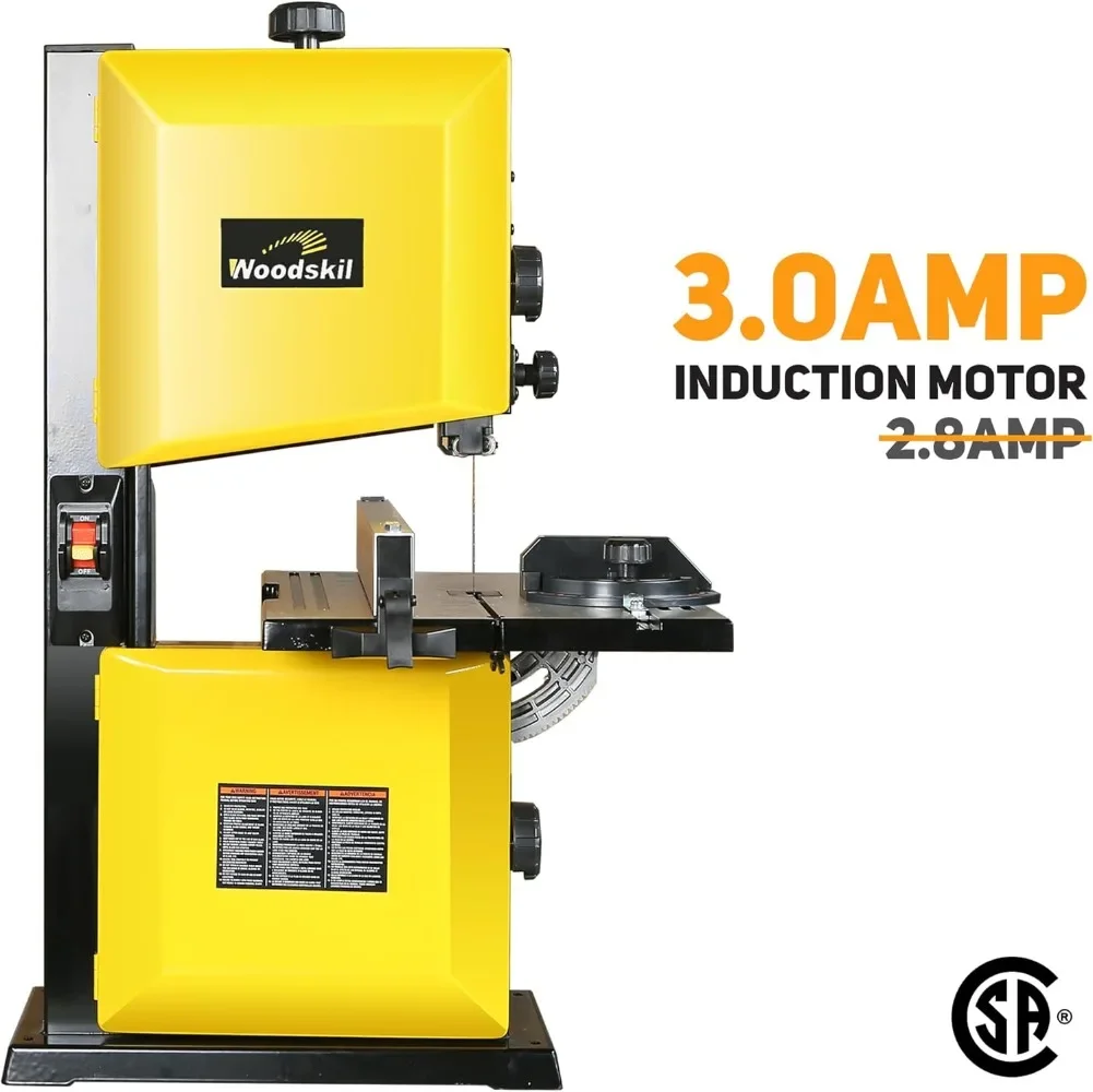 3-Amp 9-Inch Band Saw, 2500FPM Benchtop Bandsaw with Removable Safty Key, Cast Aluminum Table, Steel Base for Woodworking