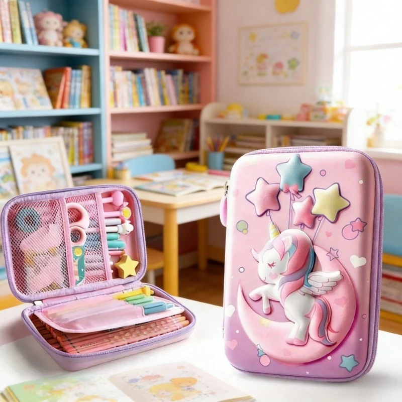 

Канцелярский футляр для карандашей Moon Unicorn, двухслойный, большой вместимости, сумка для карандашей, принадлежности для хранения учебных принадлежностей, подарок к началу учебного года
