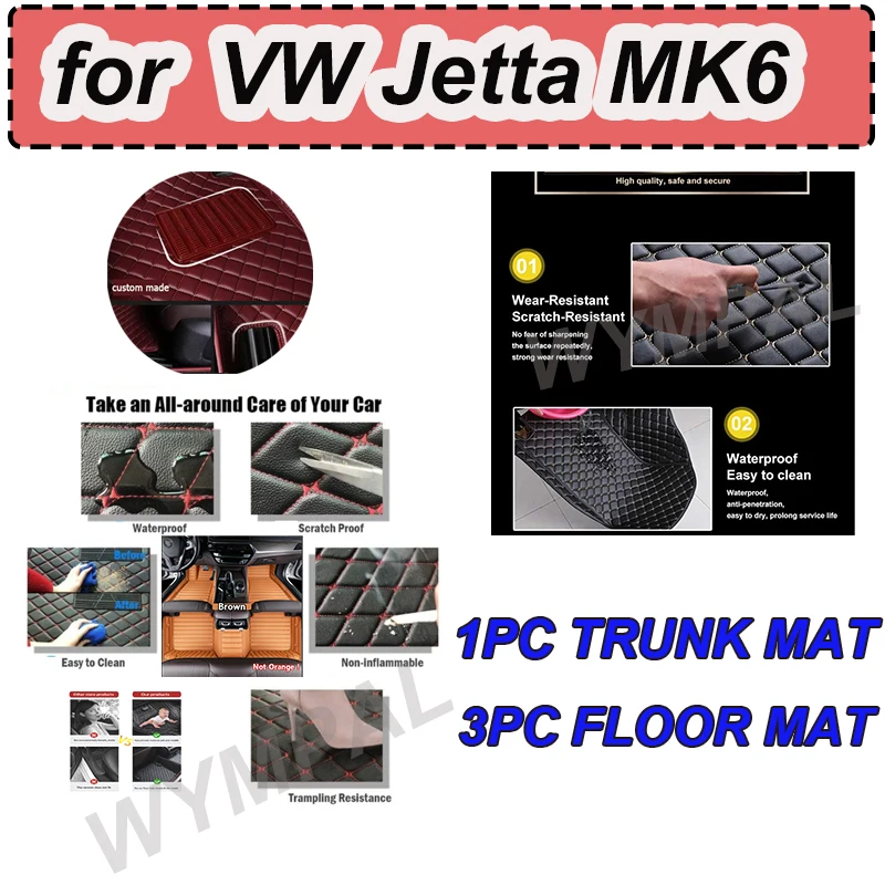 

LUXURY Custom Automotive Car Floor Mats For VW Jetta MK6 2011 2012 2013 2014 2015 Auto Luxury Leather Floor Mats