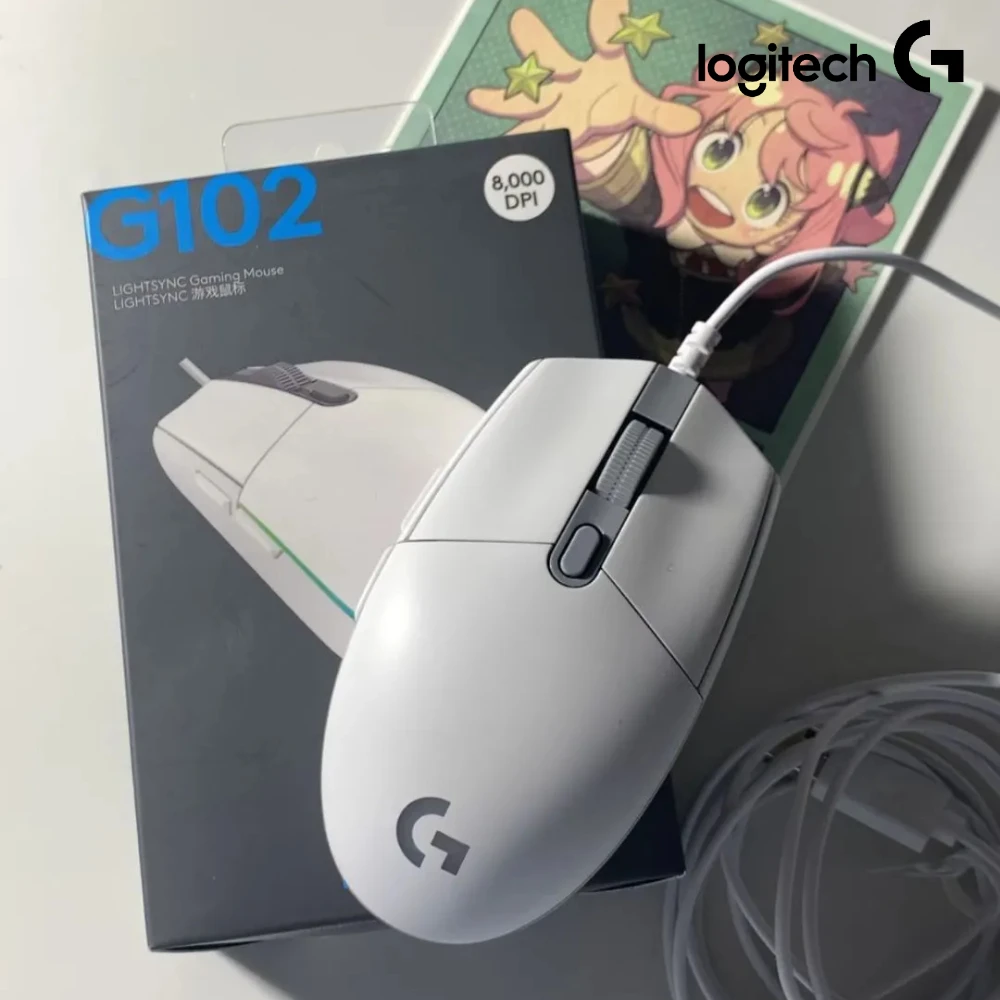 لوجيتك G102/G203 LIGHTSYNC RGB ماوس ألعاب سلكي 8000 ديسيبل متوحد الخواص 6 أزرار قابلة للبرمجة مريح خفيف الوزن لألعاب ماك الكمبيوتر