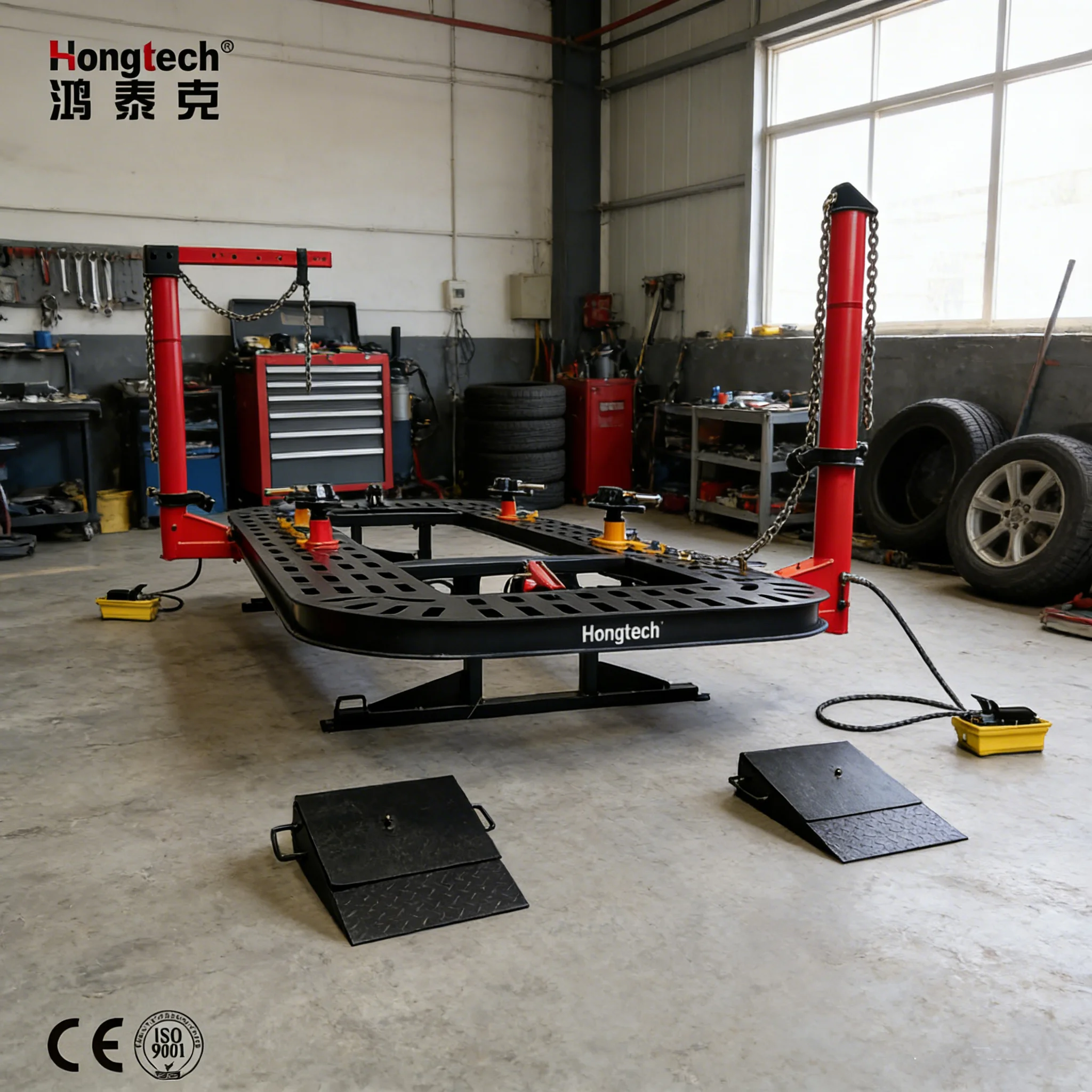Hongtech HOT-M4 Manganese Steel Chassis Repair Straightening Puller Machine With 5.6m Worktable For Car Bench Frame
